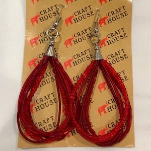 Beaded Rust Dangle Earrings